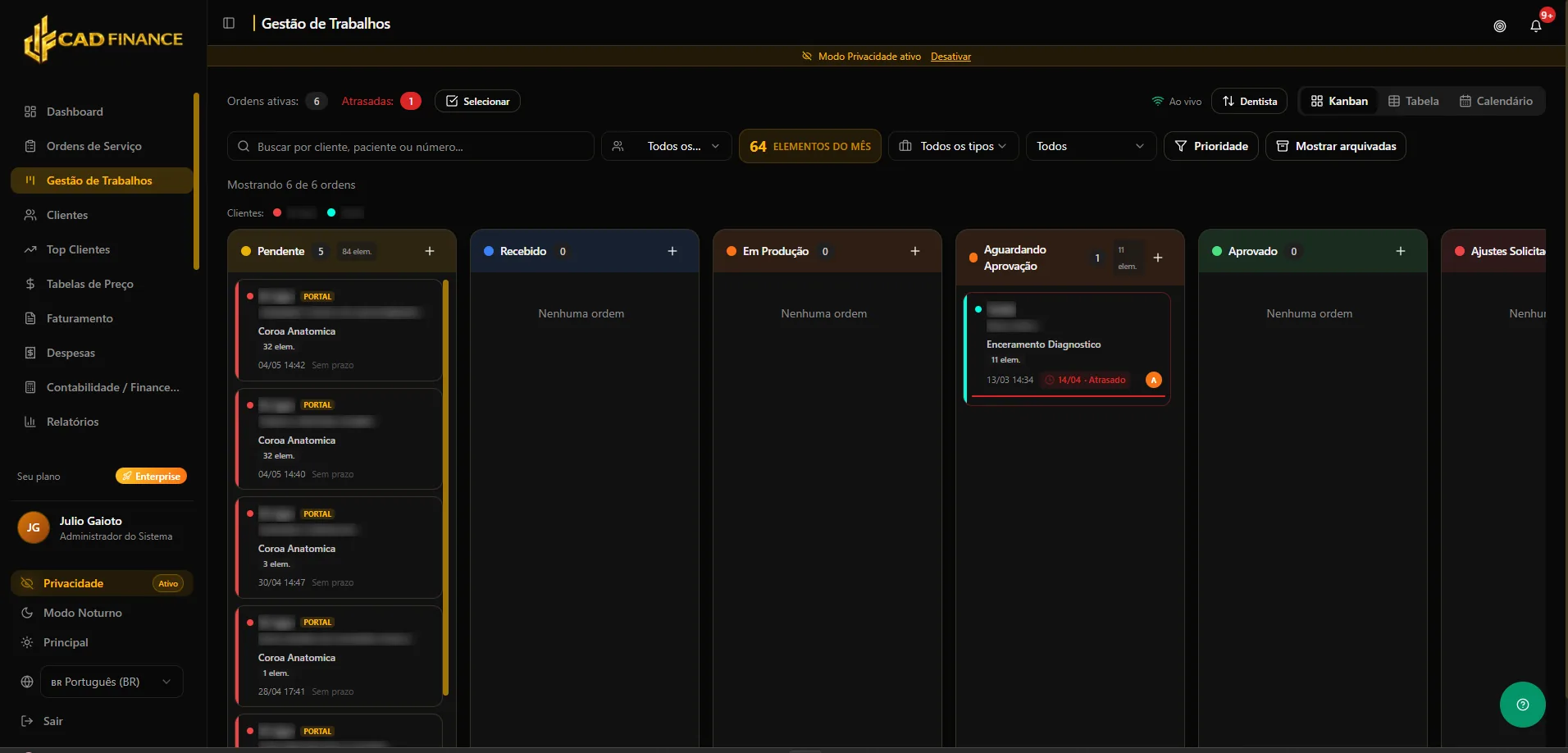 Organiza cada orden como un Kanban